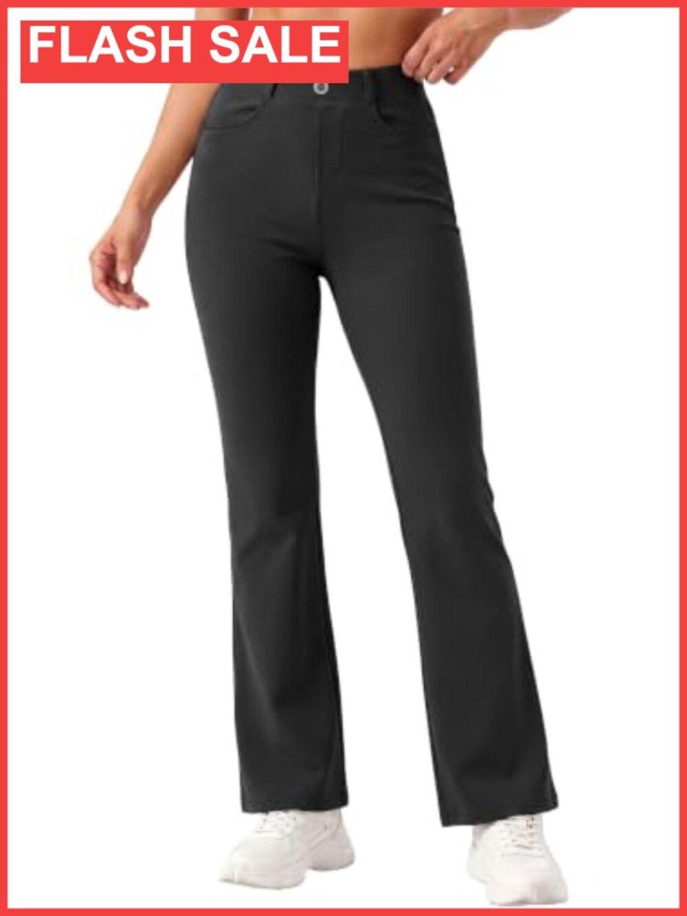 Buttery-Soft 4-Way Stretch Bootcut Flare Work Pants Mid-Rise Tummy Control